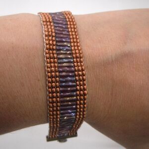 Loom Beaded Bracelet Copper & Purple
